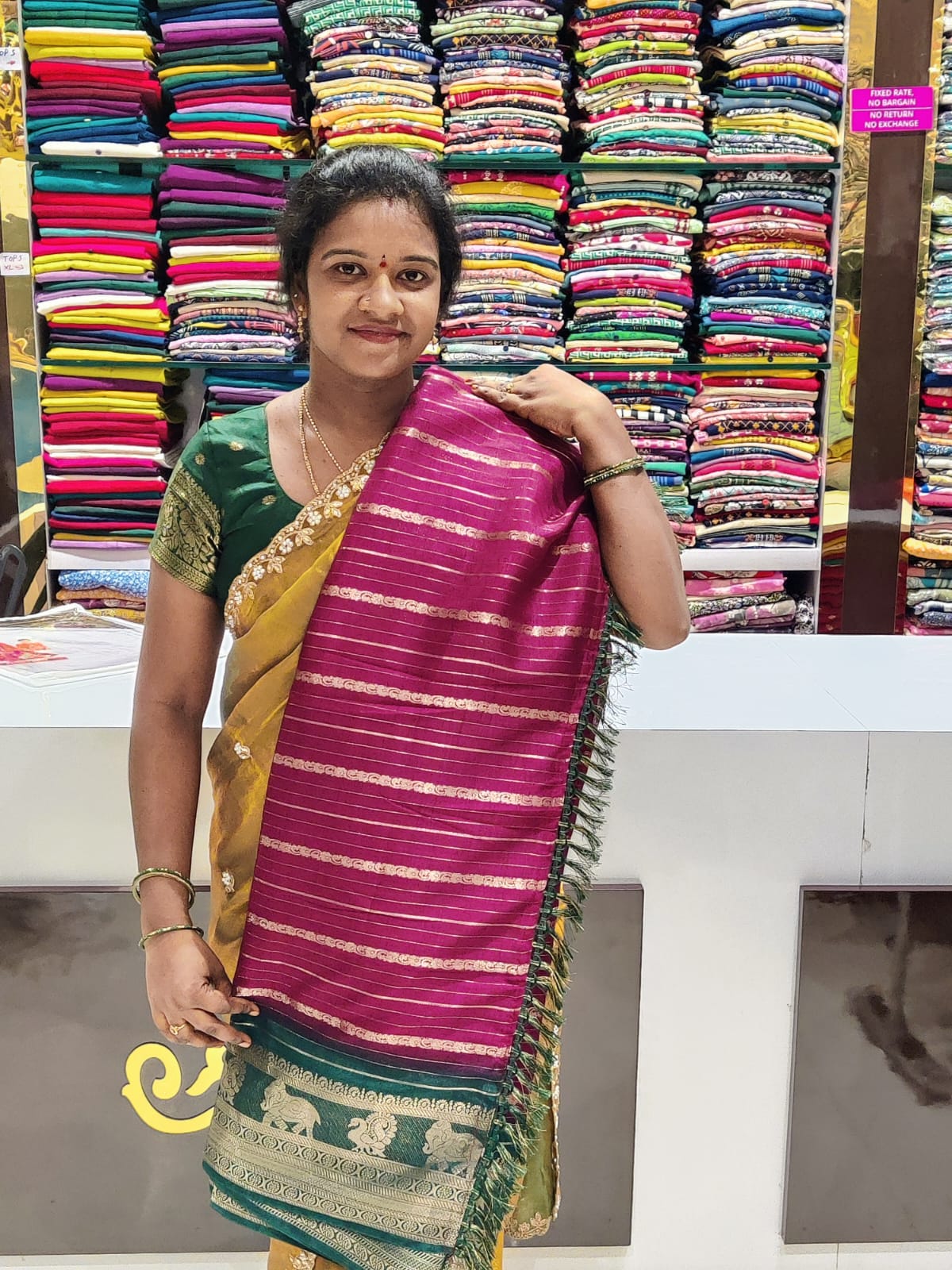 Cherry Silk Zari Lines Saree