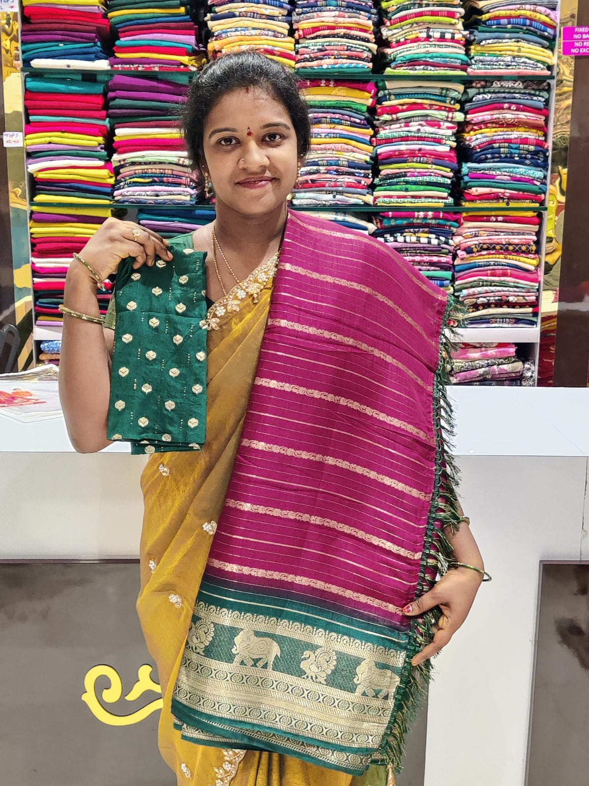 Cherry Silk Zari Lines Saree