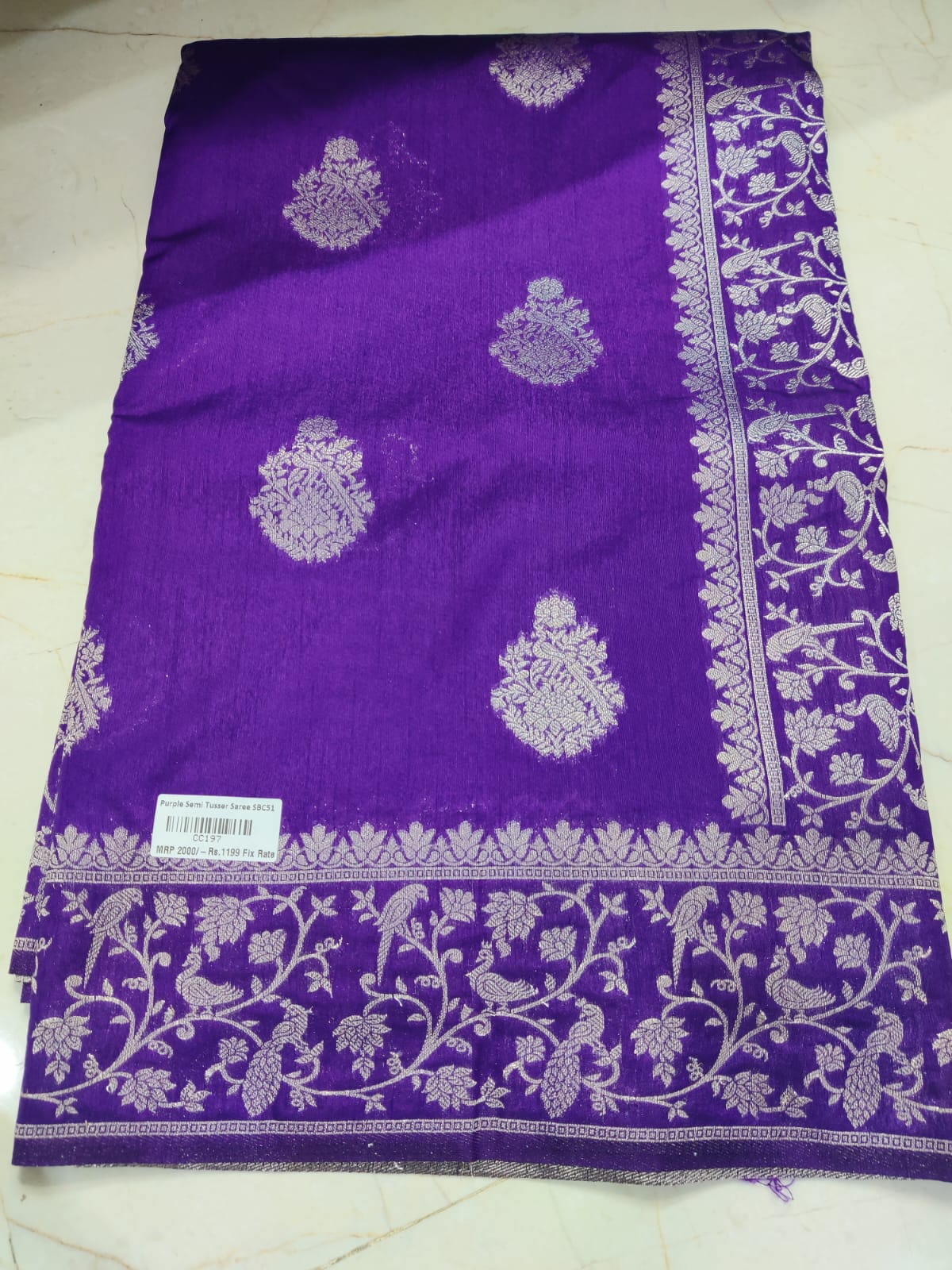 Purple Semi Tusser Saree