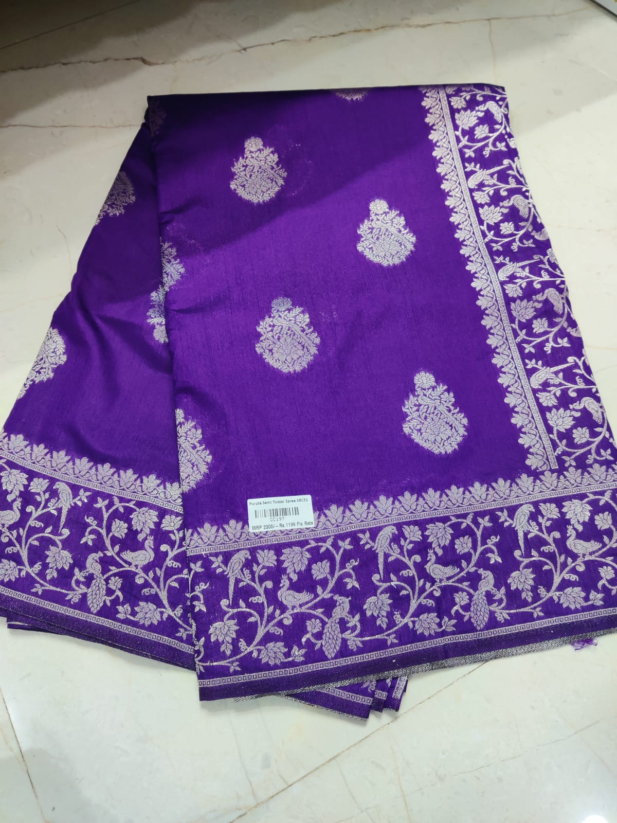 Purple Semi Tusser Saree