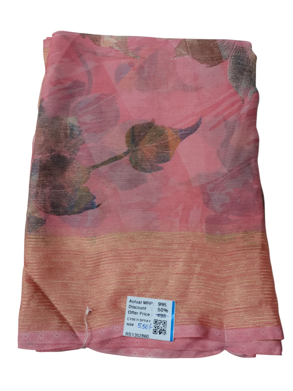 Shiffon Digital Print zari lines Saree