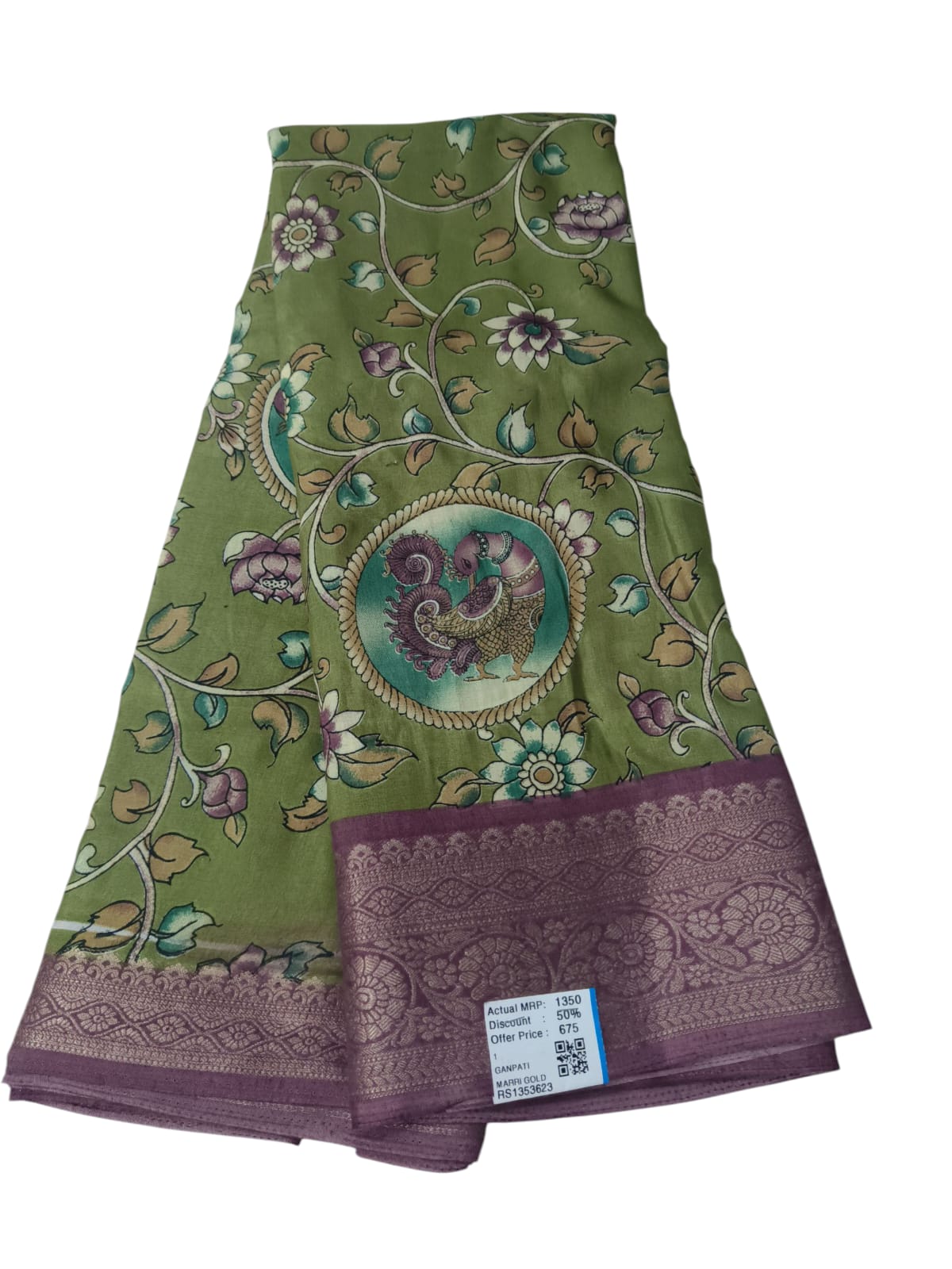 Crape Kalamkari Digital Print Saree