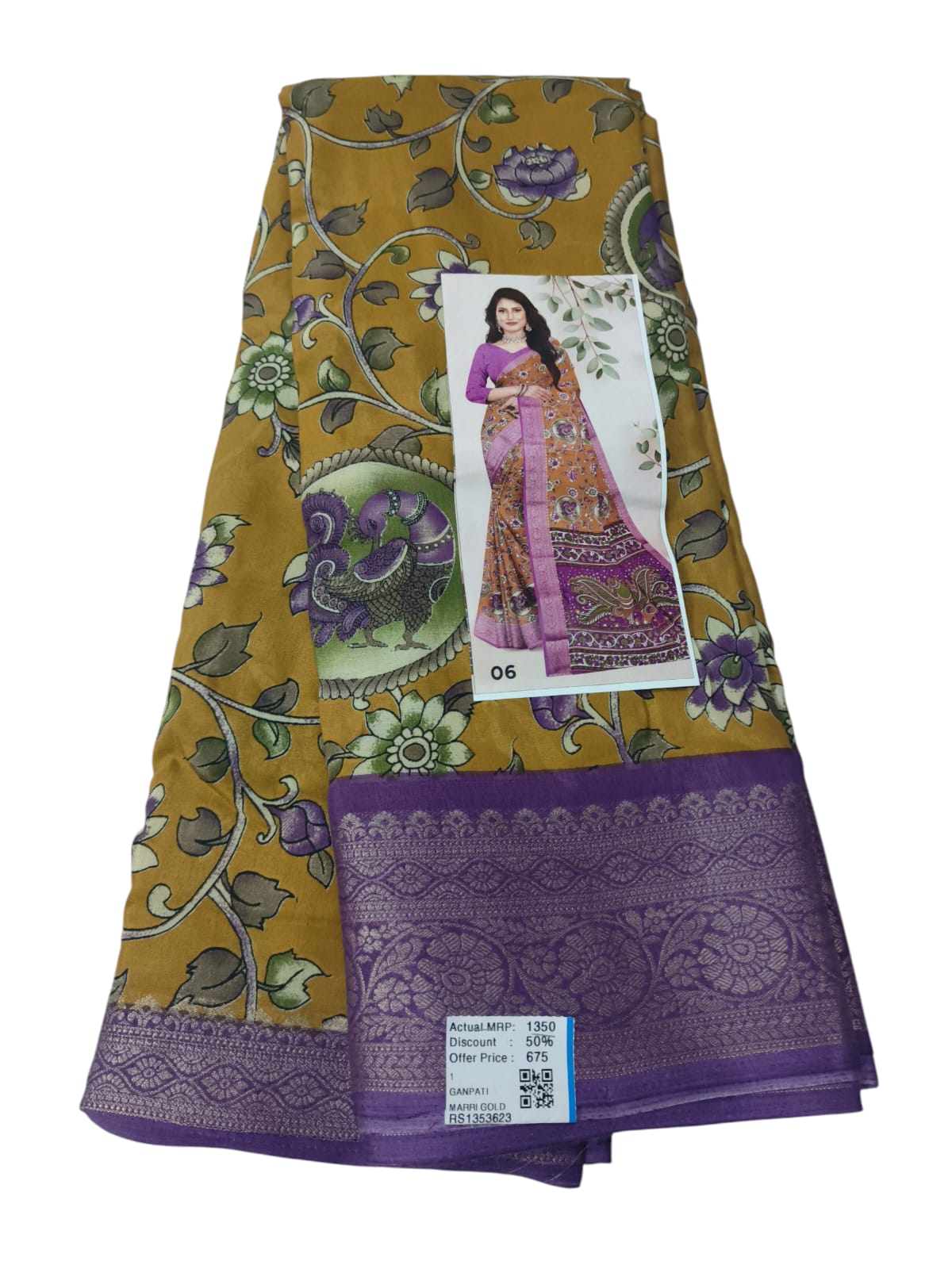 Crape Kalamkari Digital Print Saree