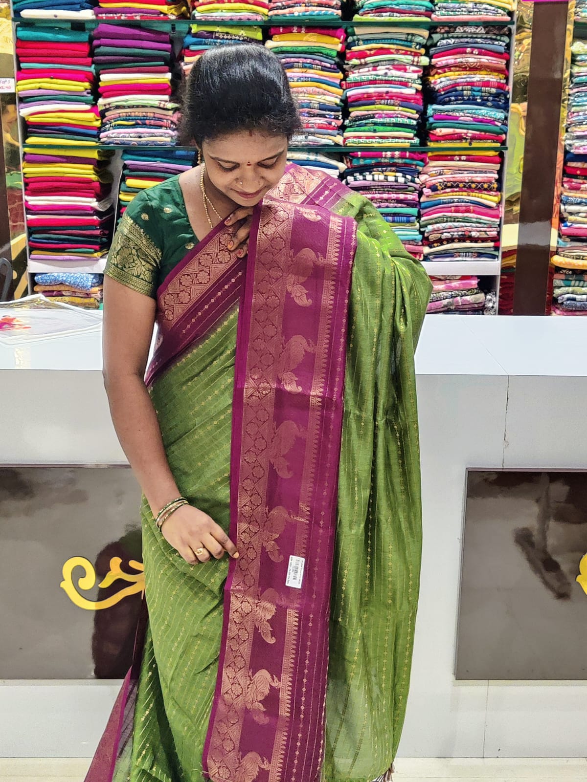 Bindhya Trending Green Saree