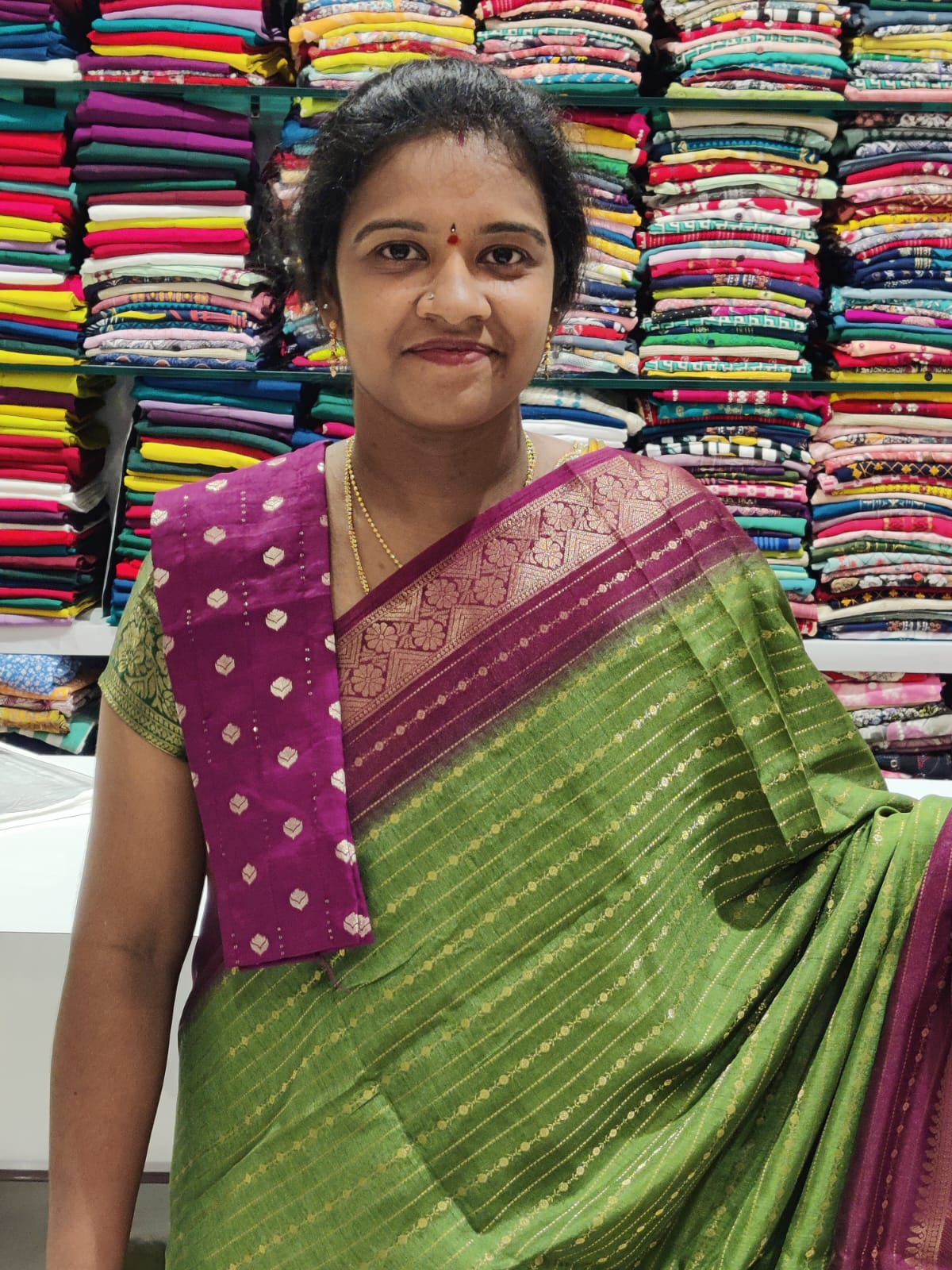 Bindhya Trending Green Saree